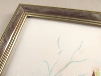 Image 8 of Vintage Fabric Painting of Birds on Tree Branches in Frame Sized 11 1/4 x 9 1/4 inches, Unsigned 