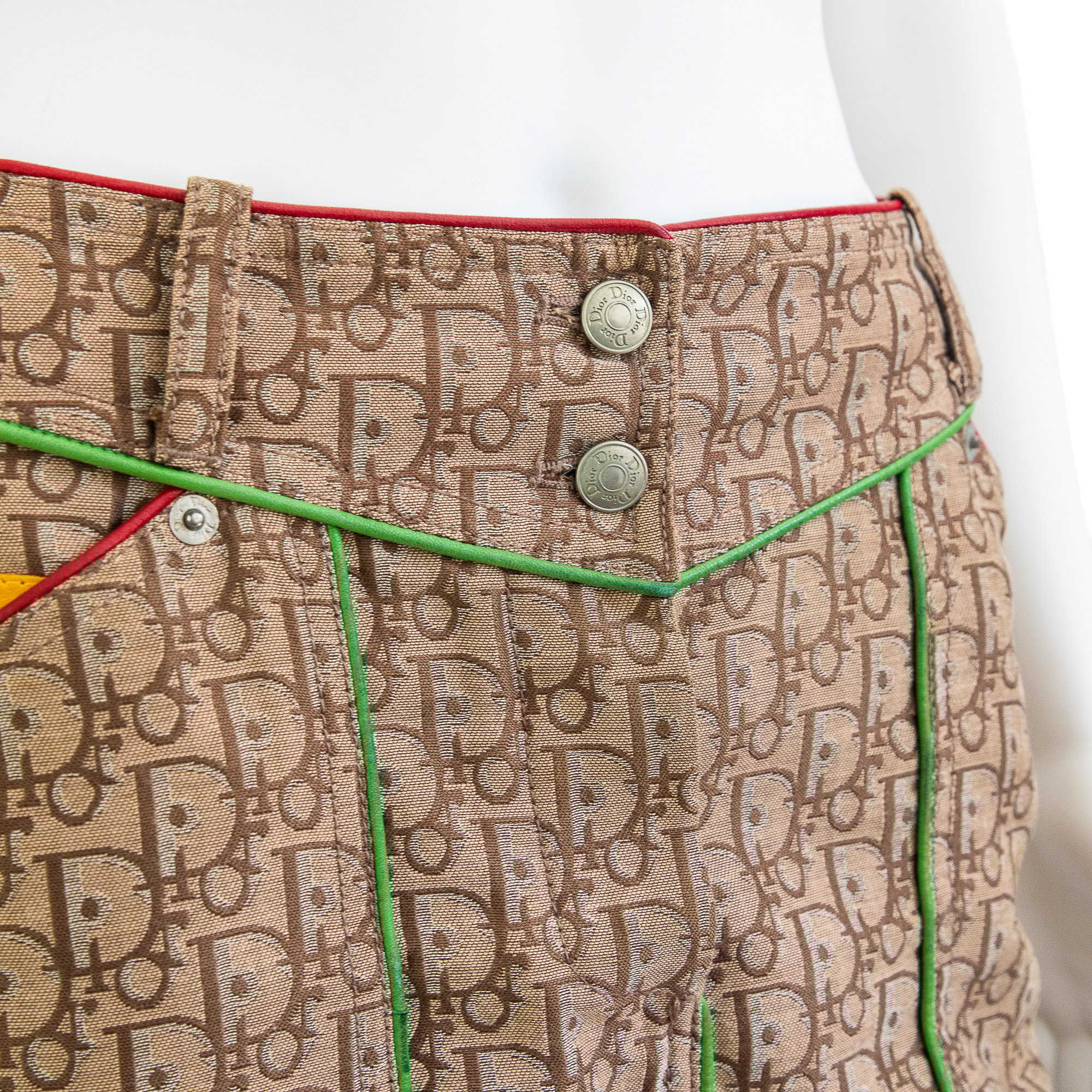 Image of Christian Dior 2004 Rasta Monogram Knee Length Skirt 