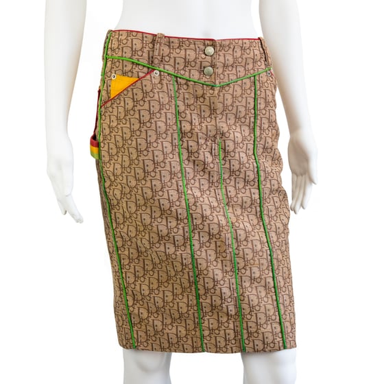 Image of Christian Dior 2004 Rasta Monogram Knee Length Skirt 