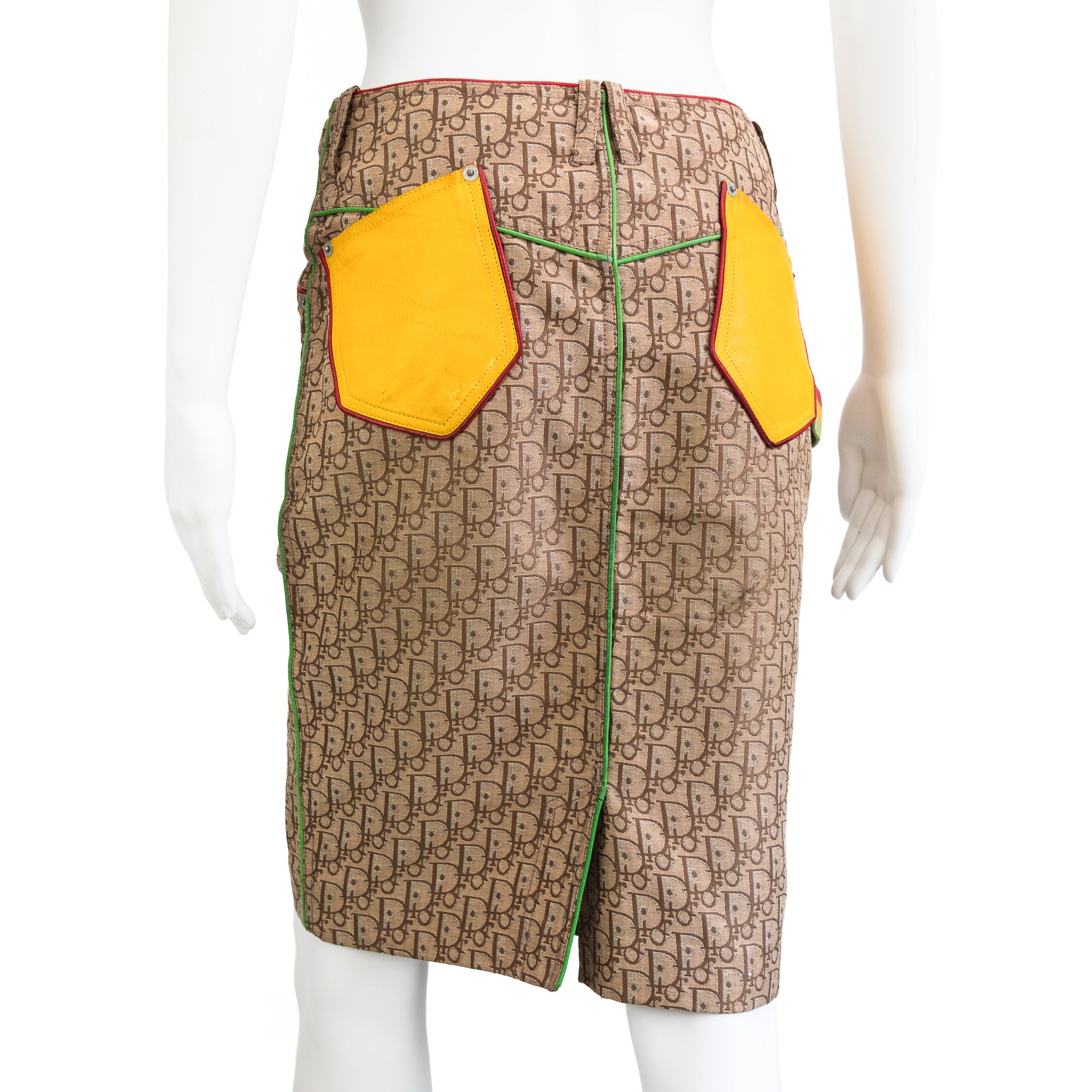 Image of Christian Dior 2004 Rasta Monogram Knee Length Skirt 