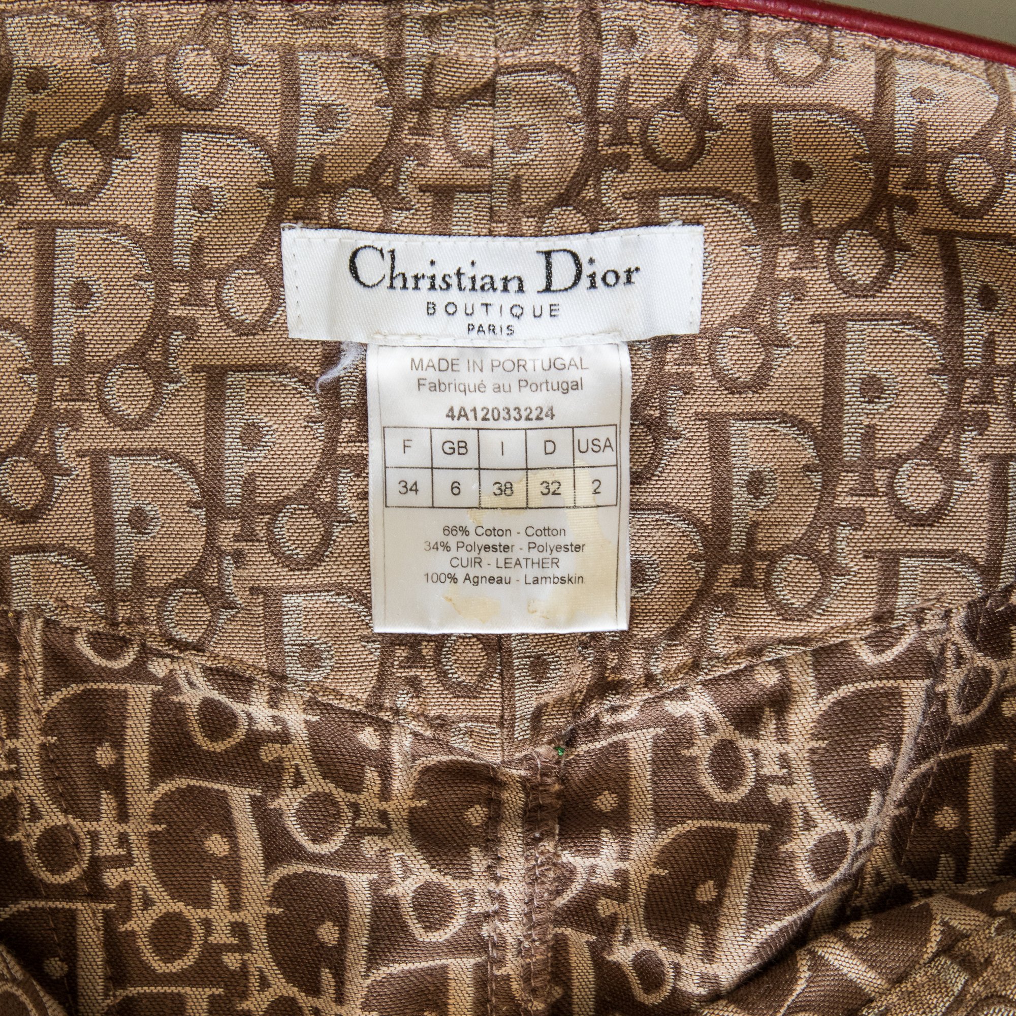 Image of Christian Dior 2004 Rasta Monogram Knee Length Skirt 