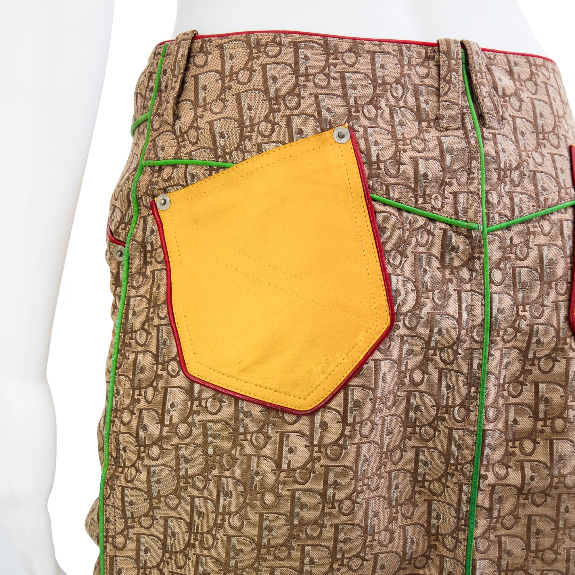 Image of Christian Dior 2004 Rasta Monogram Knee Length Skirt 