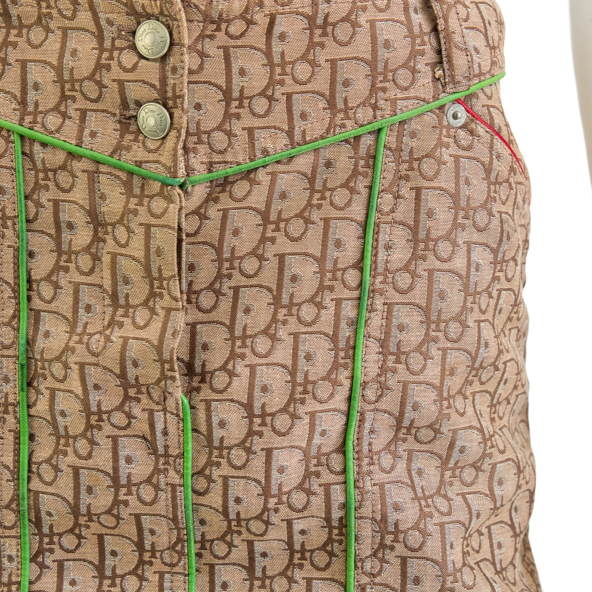Image of Christian Dior 2004 Rasta Monogram Knee Length Skirt 