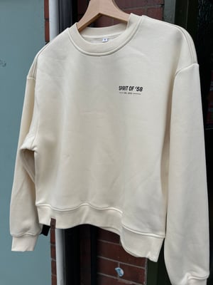 Image of Spirit of ‘58  Ladies Oversized Sweatshirt  in Quite Sand 