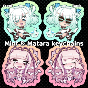 Image of Mint Fantome and Matara Kan keychain and wisp pins