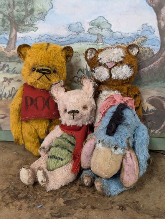 Image of 4 piece SET Hundred Acre Wood collection (Pooh, Tigger, Eeyore, Piglet) by whendis bears