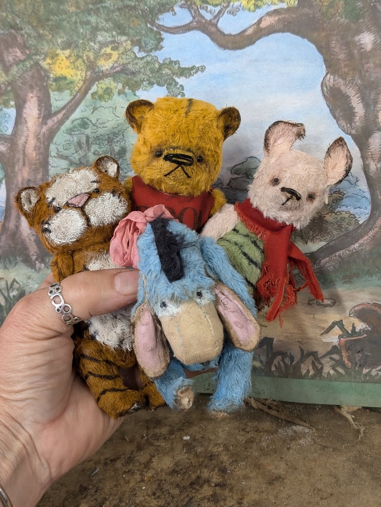 Image of 4 piece SET Hundred Acre Wood collection (Pooh, Tigger, Eeyore, Piglet) by whendis bears