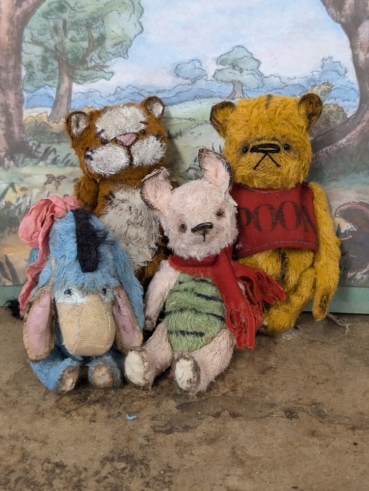 Image of 4 piece SET Hundred Acre Wood collection (Pooh, Tigger, Eeyore, Piglet) by whendis bears