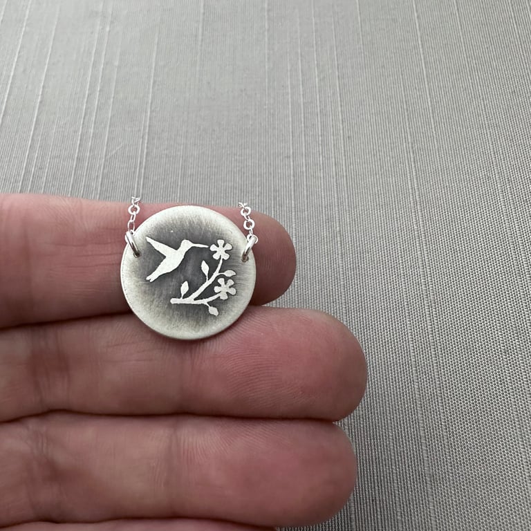 Sterling Silver Hummingbird Necklace: Larger Version Image 2