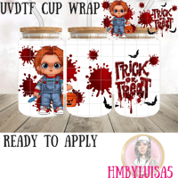 Chucky pumpkin UVDTF cup wrap 
