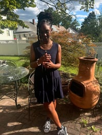Image 1 of Navy Corduroy Sleeveless Henley Mini Ruffle Casual Dress 