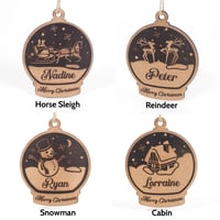 Image 5 of Snow Globe Inspired Customizable Engraved Christmas Ornaments
