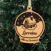 Image 2 of Snow Globe Inspired Customizable Engraved Christmas Ornaments