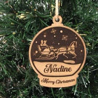 Image 3 of Snow Globe Inspired Customizable Engraved Christmas Ornaments