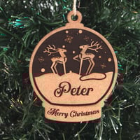 Image 4 of Snow Globe Inspired Customizable Engraved Christmas Ornaments