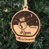 Image 1 of Snow Globe Inspired Customizable Engraved Christmas Ornaments