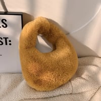 Image 2 of Deluxe Plush Handbag YELLOW