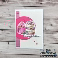 Congratulations Card - Pink Cakes