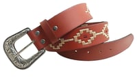 Image 1 of Pilbara Western Dress Buckle Navajo Leather Belt RMPW007