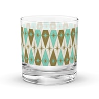 Image 1 of Starlite Drive Aqua & Gold Diamond 10.5oz Rocks Glass