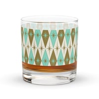 Image 2 of Starlite Drive Aqua & Gold Diamond 10.5oz Rocks Glass