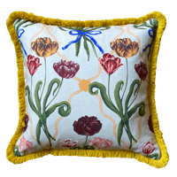 Image 1 of Pre-order Diamond Tulip Cushion cover - with mustard fringe