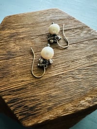 Image 6 of AAA cultured pearl earrings with champagne zircon fringe