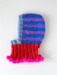 Image 2 of Sofie and Iris Striped Lilac, Blue, Red and Light Blue Mohair Balaclava