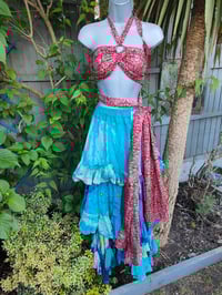 Image 9 of Wanderlust maxi skirt / bandeau dress -blue with flashes of purple pink 8-16 uk