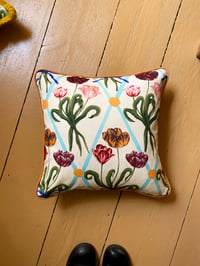 Image 5 of Pre-order Diamond Tulip Cushion cover - with yolky yellow piping