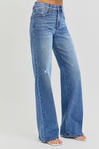 Image 3 of TUMMY CONTROL ELSASTIC BAND HIGH RISE WIDE JEANS -MID SEPT