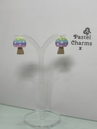 Image 3 of Pastel mushroom stud earrings 