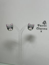 Image 3 of Cute grey kitty stud earrings 