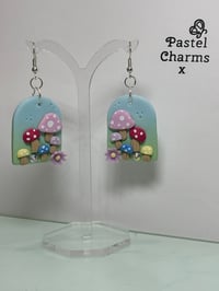 Image 1 of Mushroom fish hook earrings 