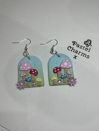 Image 3 of Mushroom fish hook earrings 