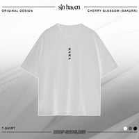 Image 2 of Cherry Blossom (Sakura) Drop Shoulder Seamless T-Shirt - White