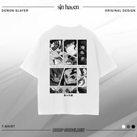 Image 1 of Demon Slayer Drop Shoulder Seamless T-Shirt - White