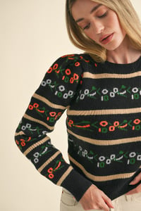 Image 1 of Floral pattern cropped sweater