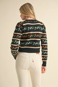 Image 4 of Floral pattern cropped sweater