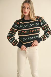 Image 2 of Floral pattern cropped sweater