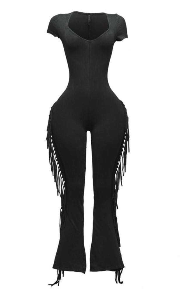 Image of Fall Fringe Jumpsuit (black)