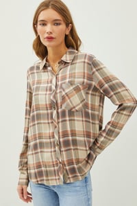 Image 1 of CLASSIC MULTI-BROWN RED FLANNEL SHIRT