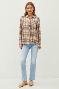 Image 3 of CLASSIC MULTI-BROWN RED FLANNEL SHIRT