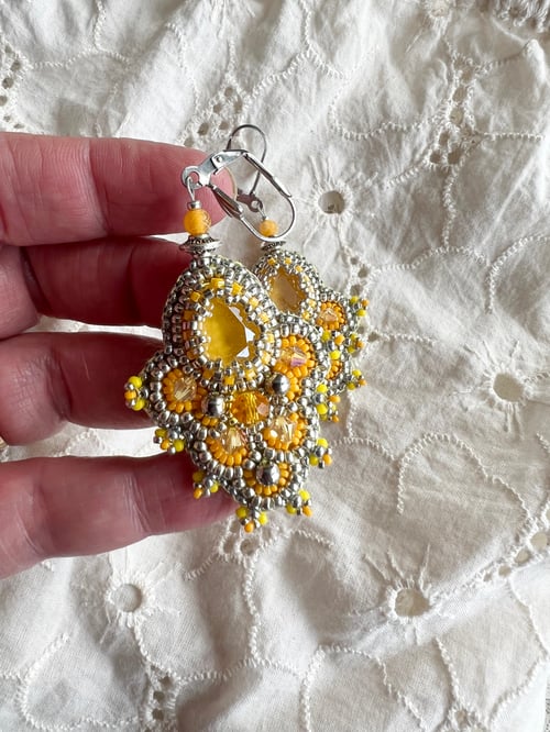 Image of Boucles d'oreilles Swarovski Jaune