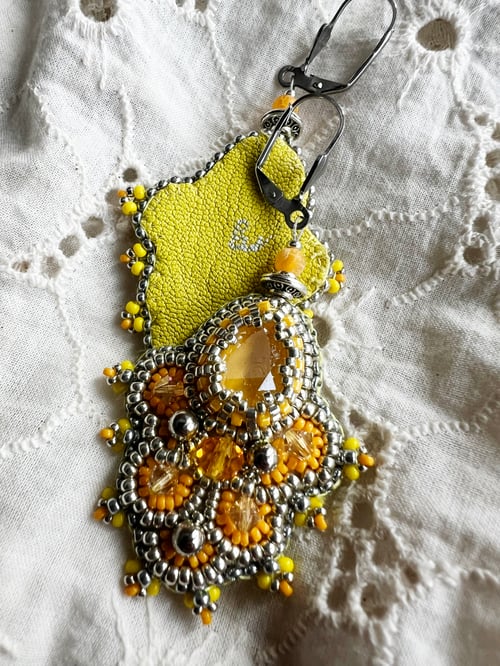 Image of Boucles d'oreilles Swarovski Jaune
