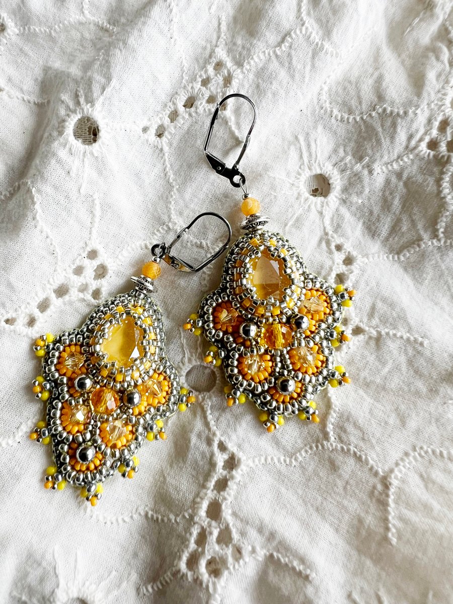 Image of Boucles d'oreilles Swarovski Jaune