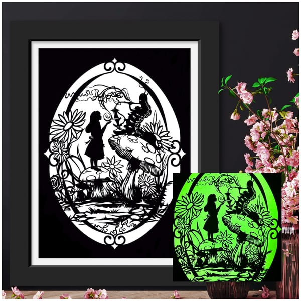 Image of Glow in the Dark Alice & the Caterpillar Print