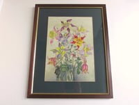 Image 1 of Vintage Watercolour Painting of Flowers in Vase by Martin Waters in Frame Sized 17 x 13 1/2 ins 