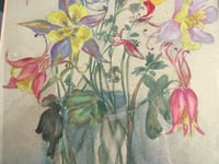 Image 6 of Vintage Watercolour Painting of Flowers in Vase by Martin Waters in Frame Sized 17 x 13 1/2 ins 