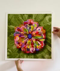 Image 4 of Flower Power On Green Art Print